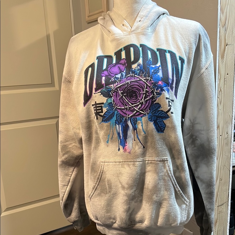 Graphic Hoodie with Rose Design